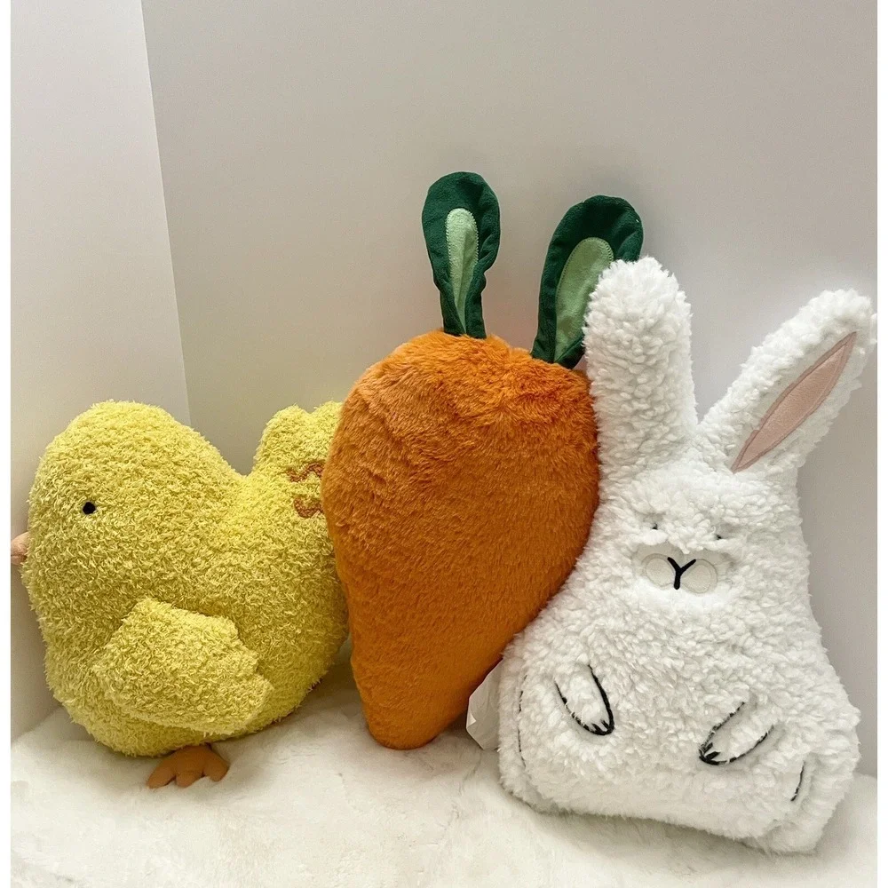Set of 3 Target Bullseye Playground Plush‎ Easter Bunny Chick Carrot Pillows NWT